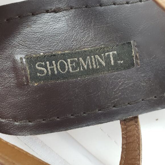 Shoemint Brown Stripe Thong Flat Slingback Ankle Buckled Sandals Women's Size 6 - Picture 13 of 13